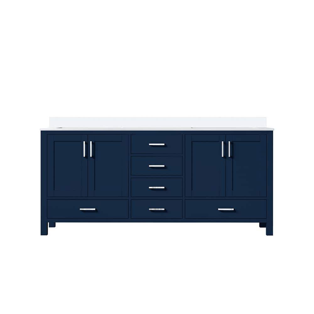 Jacques 72'' Navy Blue Double Bathroom Vanity with Cultured Marble Top