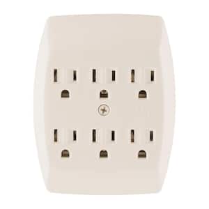 15- Amp 125-Volt AC 6-Outlet Grounded Adapter- Wall Almond