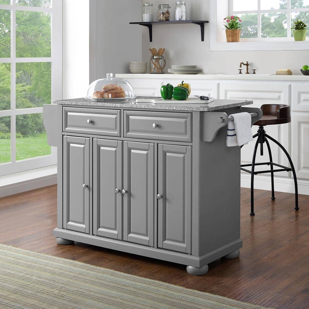 Alexandria Vintage Gray Granite Top Kitchen Island