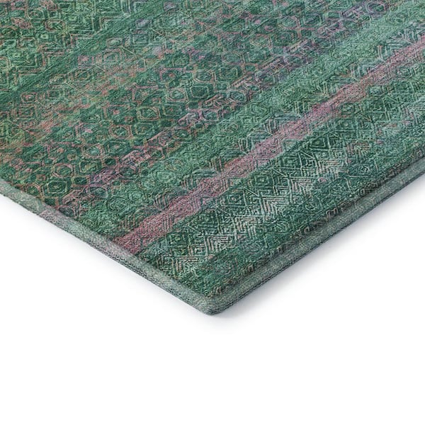 Mayfield Premium Machine Washable Abstract AMF2106 Green 9 ft. x 12 ft. Area Rug