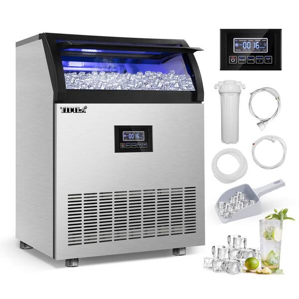 TITTLA 24.3 in. 265 lbs. Built-In Ice Maker in Stainless Steel Flip-up Door  Interior Blue LEDs Lighting Water Filter and Scoop HY126EF - The Home Depot