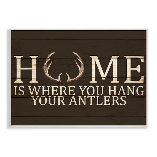 Stupell Industries Home's Where You Hang Antlers Rustic Hunting Phrase By Kim Allen Unframed Print Typography Wall Art 10 in. x 15 in.