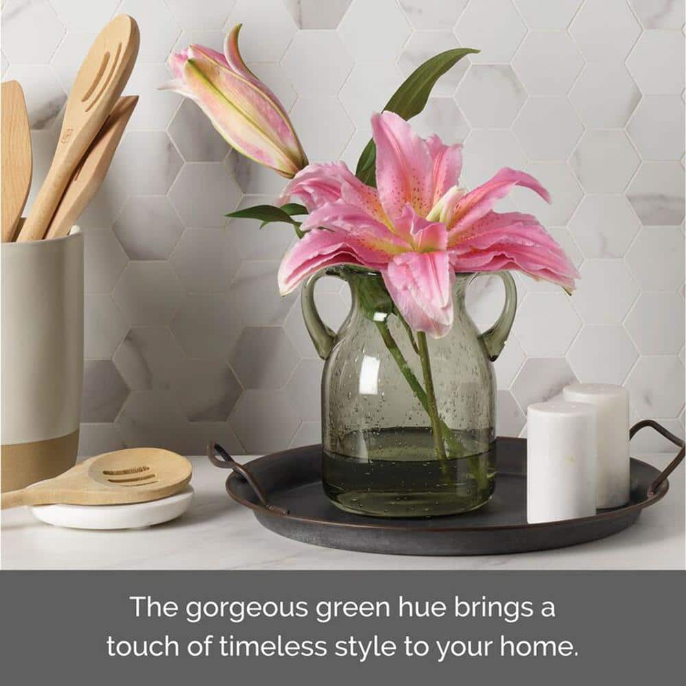 Green Handled Glass Vase for Floral Arrangements