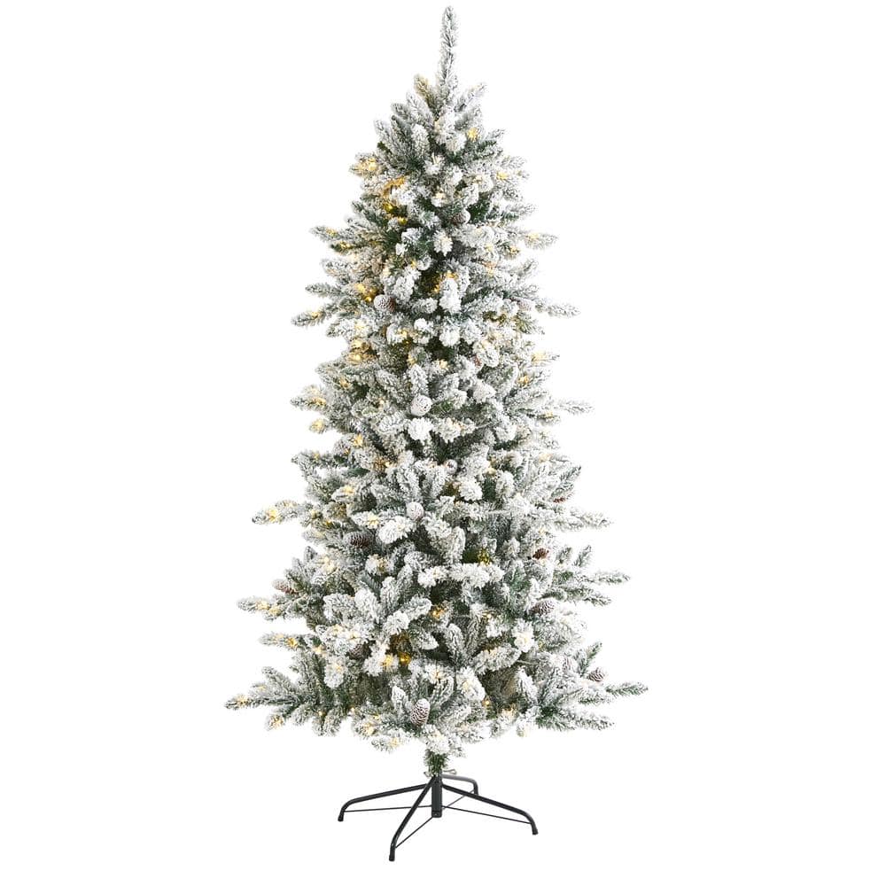 Flocked Realistic Pine and Pampas Christmas Tree 600 LED Constant