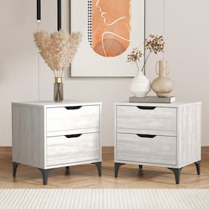 Lilay 2-Drawer Dusty Gray Oak Nightstand (Set of 2)