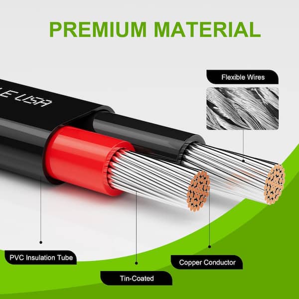 75 ft. 18/2 Balck Tinned Copper Automotive Electrical Wire 12V Waterproof, Corrosion-resistant LED Strip Lamp Sprinkler