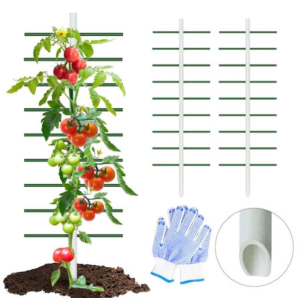 Ecostake 7 ft. x 2 ft. FRP 3D Round Tower Type Garden Vine Trellis, Heavy-Duty Plants Support Ladder, 2 Pack