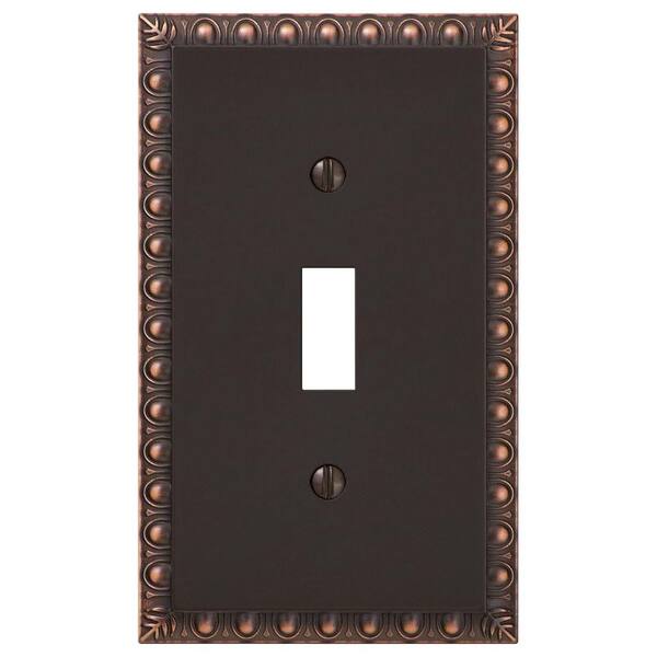 Hampton Bay Renaissance 1 Gang Toggle Metal Wall Plate - Aged Bronze