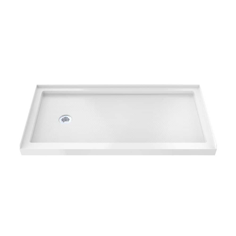 SlimLine 60 in. L x 30 in. W Alcove Rectangular White Shower Pan Base with 2 in. Round Left Drain in Chrome price history on PriceWatchPro