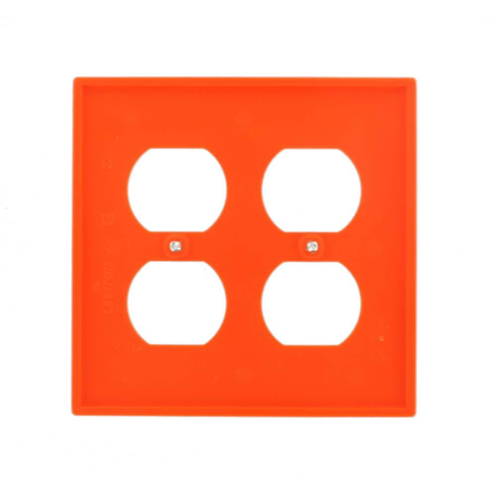 Orange Thermoplastic 2-Gang Duplex Device Wallplate