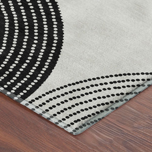 Mayfield Premium Machine Washable Abstract AMF2275 Ivory 9 ft. x 12 ft. Area Rug