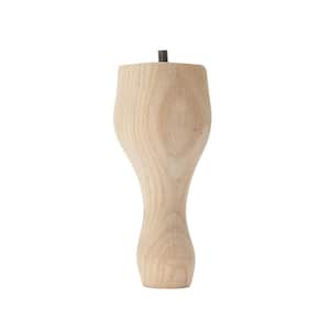 Queen Anne Table Leg with Chamfer and Hanger Bolt - 6 in. H x 1.75 in. Dia. - Sanded Unfinished Ash Wood - DIY Furniture