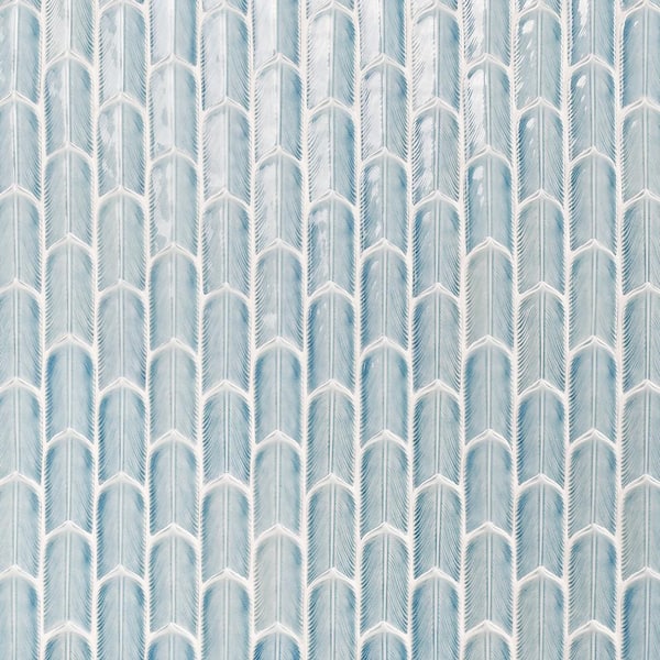 Ivy Hill Tile Arrow Basil Blue 12.75 in. x 12.8 in. Polished Glass Mosaic Wall Tile (1.13 sq. ft./Sheet)