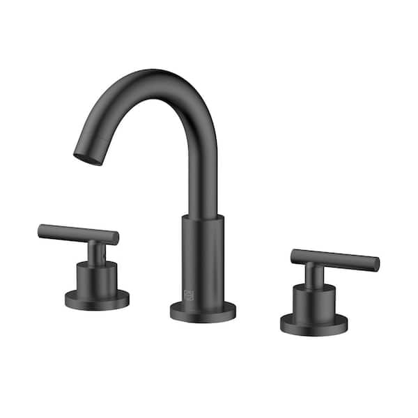 Unbranded Timeless Home 8 in. Widespread Double Handle Bathroom Faucet in Matte Black