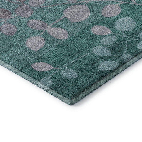 Mayfield Premium Machine Washable Abstract AMF1900 Teal 9 ft. x 12 ft. Area Rug