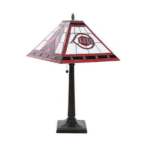 MLB 23 in. Antique Bronze Stained Glass Mission Lamp- Reds