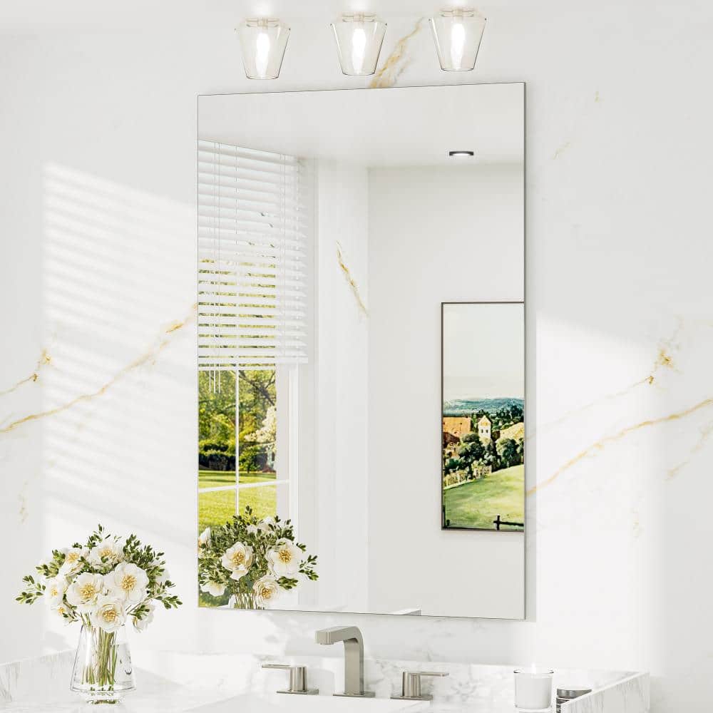 24 in. W x 36 in. H Rectangular Classic Frameless Wall Bathroom Vanity Mirror price history on PriceWatchPro