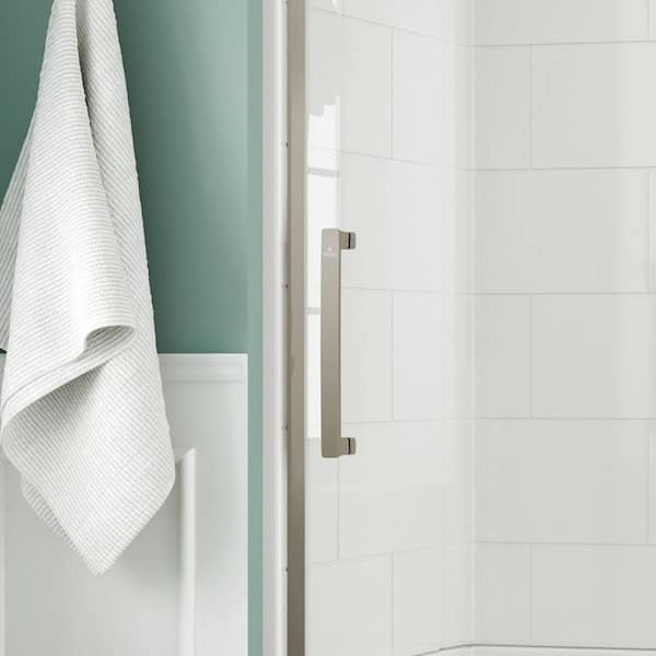 Aquatic - Coronado Acrylx 60 in. x 30 in. Single Threshold Left Drain Shower Kit in White with Bench with Door in Brushed Nickel