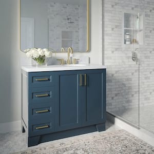 Taylor 43 in. W x 22 in. D x 36 in. H Vanity in Midnight Blue with Pure White Quartz Top