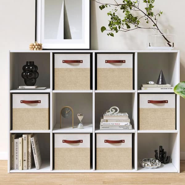 Ornavo Home Beige 13 in. x 13 in. x 13 in. Linen Fabric Decorative