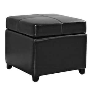 Maria Traditional Black Leather Upholstered Ottoman