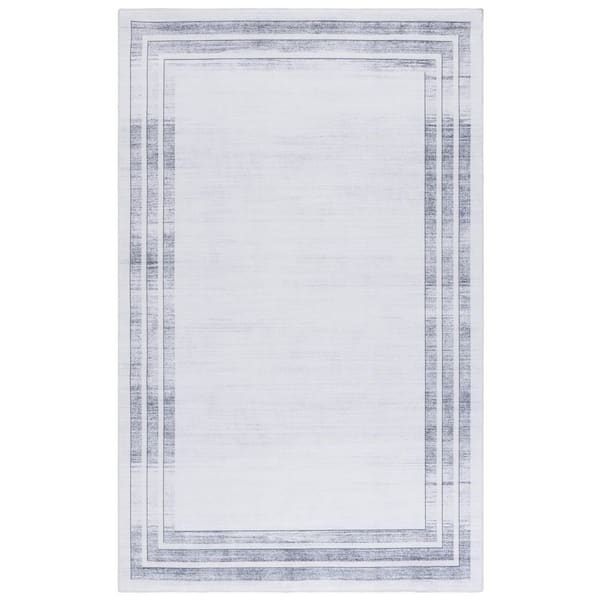 SAFAVIEH Malibu Light Gray/Gray 6 ft. x 9 ft. Machine Washable Border Striped Area Rug