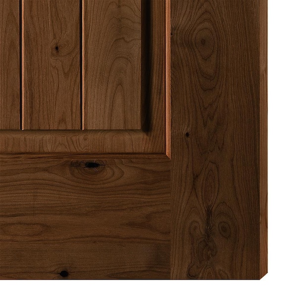 DIY RTA KIT 36in.x80in. Right-and/Inswing Half Lite Clear Glass Provincial Stain Alder Wood Ready To Assemble Front Door