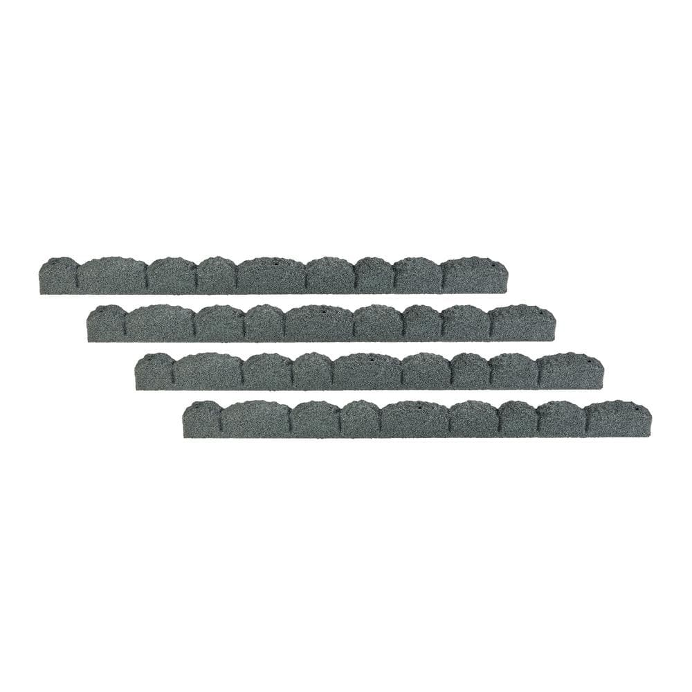 Gray Cobblestone Rubber Landscape Edging Border, 4-Pack