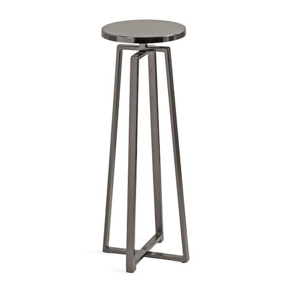 Kate and Laurel Zia 9 in. Pewter Round Metal End Table