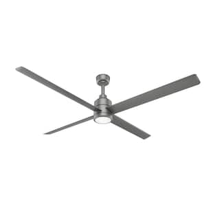 Trak 8 ft. Indoor/Outdoor Silver 120V 2500 Lumens Industrial Ceiling Fan with Integrated LED and Remote Control Included