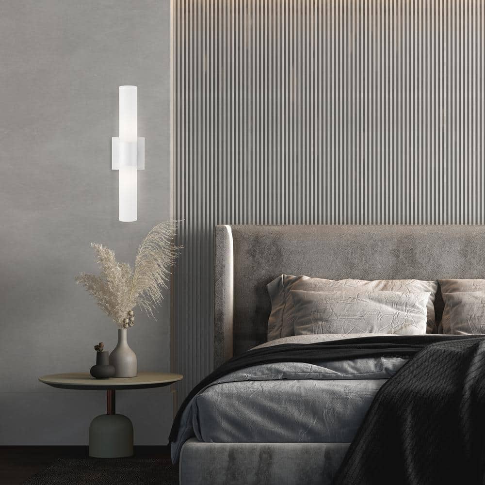 Textured White 2-Light Chrome Vanity Sconce