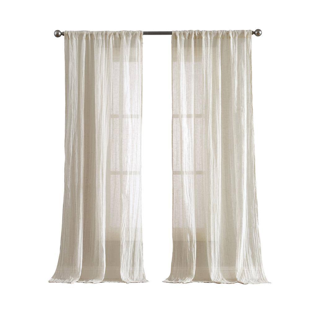Natural Light-Filtering Linen Blend Curtain Panels, 50'' W x 96'' H