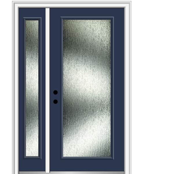 MMI Door 48 in. x 80 in. Right-Hand/Inswing Rain Glass Naval Fiberglass Prehung Front Door on 4-9/16 in. Frame