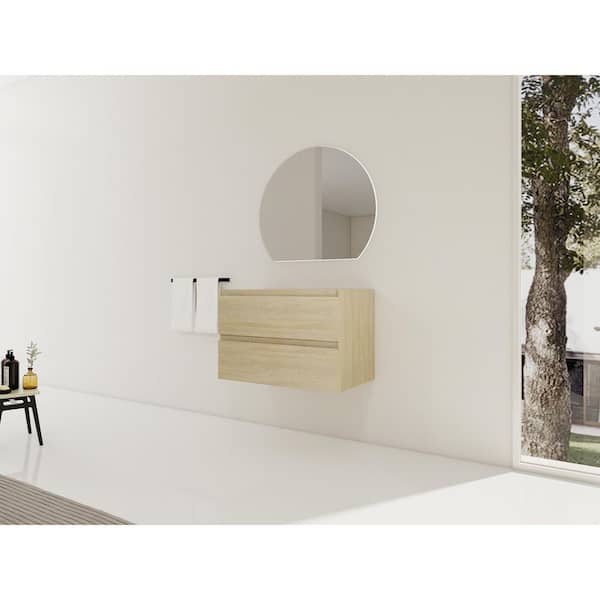 Ondine 29.31 in. Floating Bathroom Vanity Cabinet without Top in Light Oak with Soft Close Drawers, Wood Grain Design