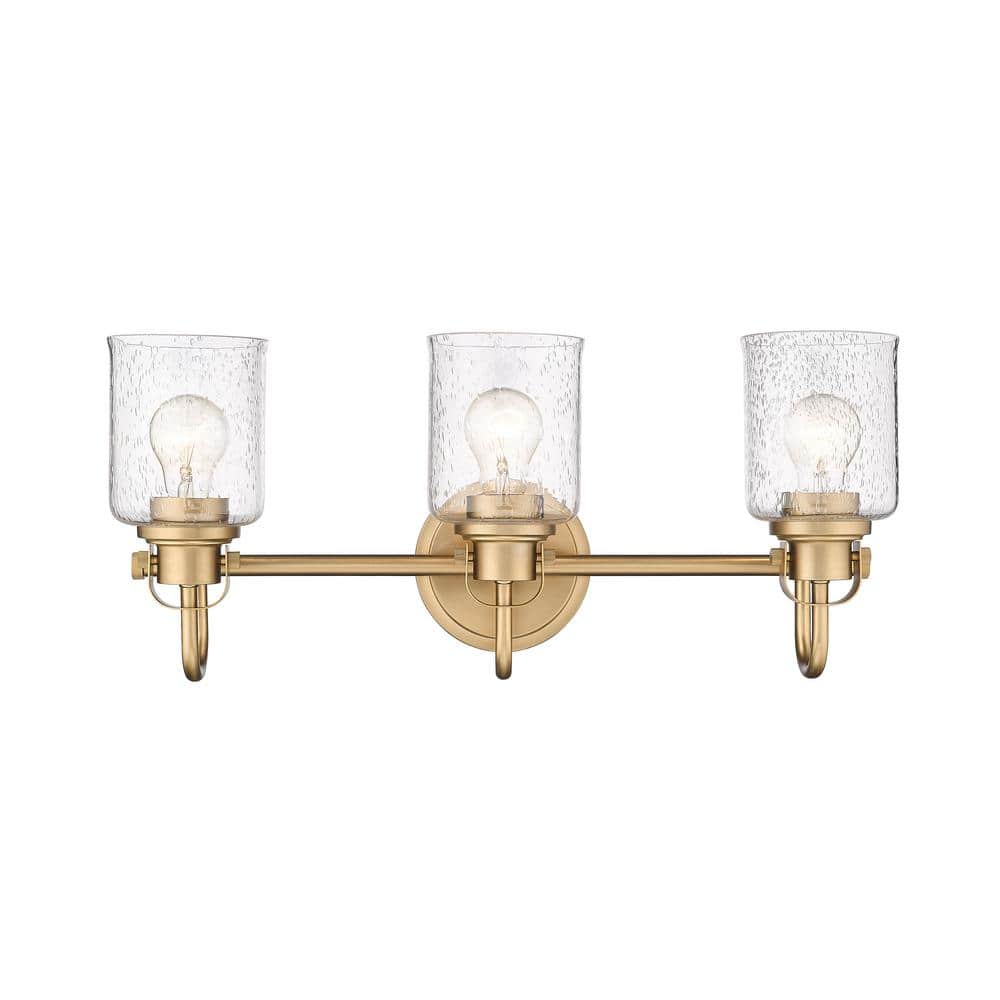 Kinsley Urban Gold 3-Light Vanity with Seeded Glass