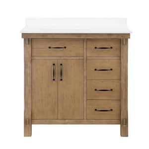 Bellington 36 in. W x 22 in. D x 34.5 in. H Bath Vanity in Almond Toffee with White Engineered Stone Top