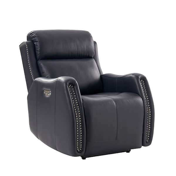 JAYDEN CREATION Roberto NAVY 33.07 in. W Nailhead Trims Genuine Leather ...