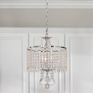 Calisitti 3-Light Polished Chrome Mini-Chandelier with K9 Hanging Crystals