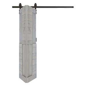 S Style 42in. x 84in. (21"x 84"x 2Panels) French Gray Solid Wood Bi-Fold Barn Door With Hardware Kit - Assembly Needed