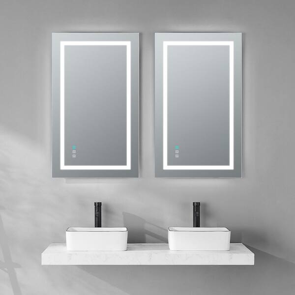 waterpar 24 in. W x 32 in. H Rectangular Frameless Wall Bathroom Vanity Mirror with Backlit and Front Light