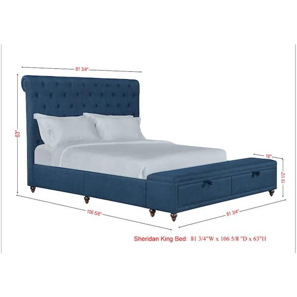 Sheridan Navy King Sleigh Bed, Navy Bed Frame King