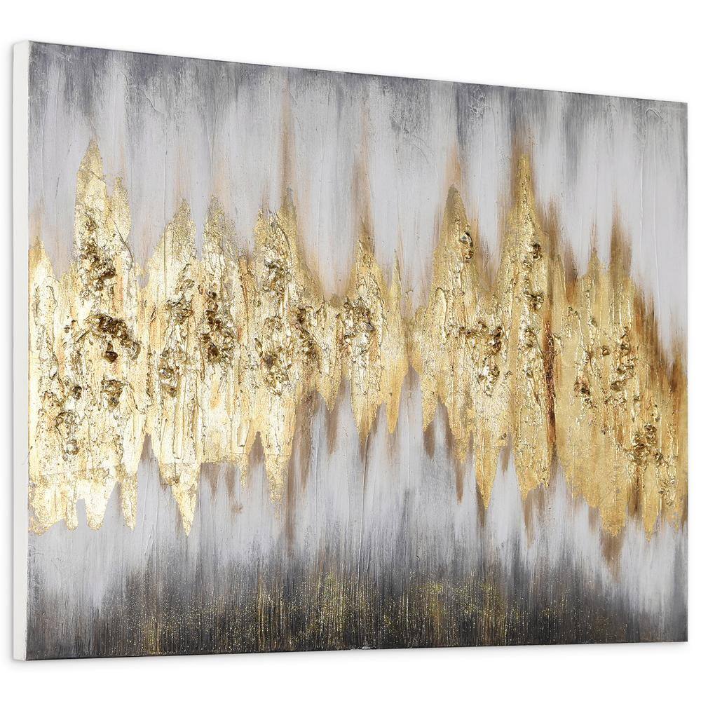 Gold and Silver Textured Abstract Hand-Painted Canvas Wall Art