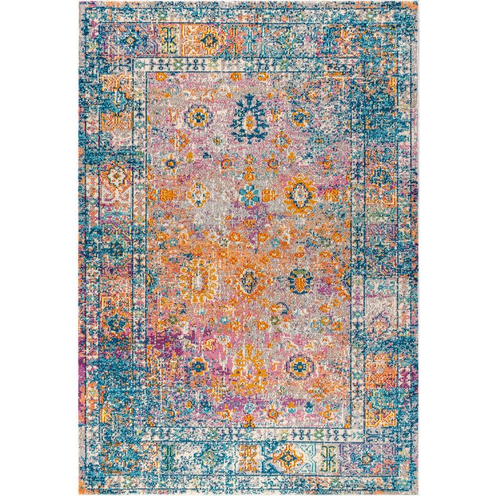 Bohemian Vintage Medallion Ivory & Navy 3' x 5' Synthetic Area Rug