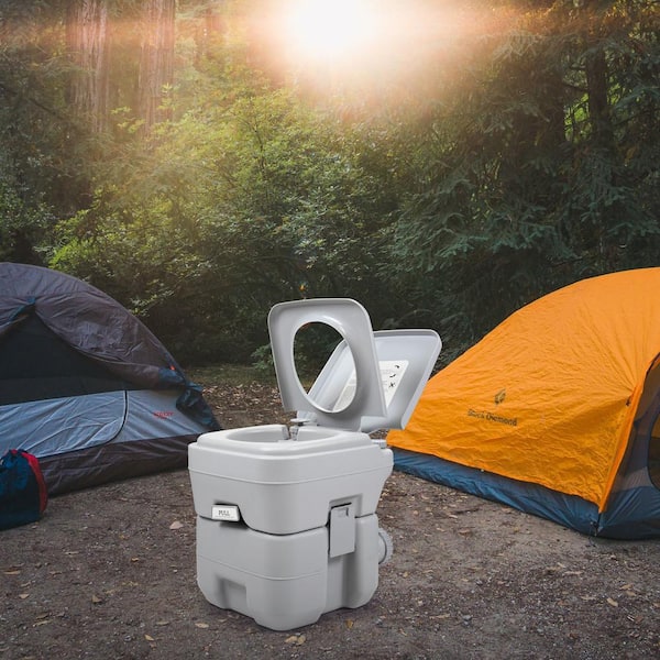 5 Gal. Gray Outdoor Camping Portable Travel Toilet Flush Potty