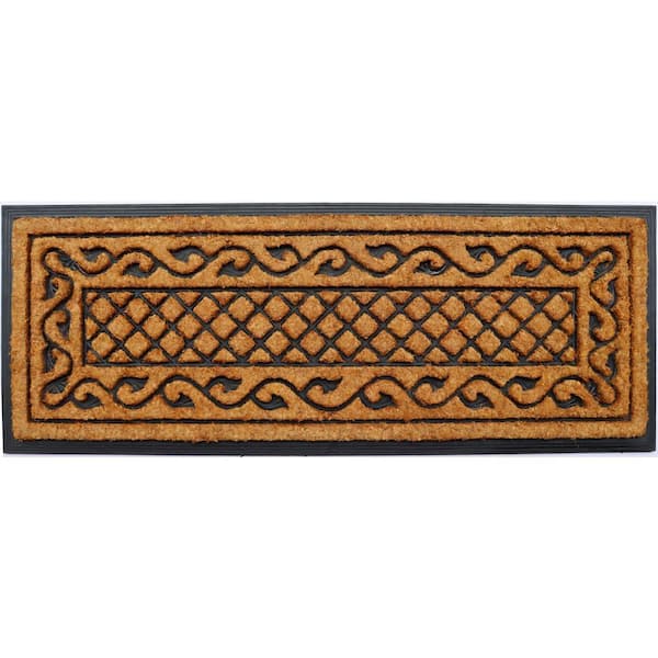 Natural Brushed Rubber Backed Vine Border 47 in. x 18 in. Coir Door Mat