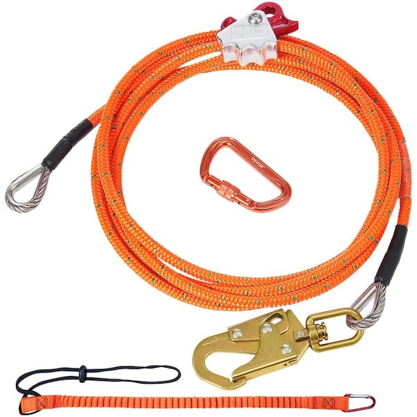 12.7 mm Steel Core Flipline, 16 ft., 4.8 m, Arborist Flipline for Tree Climbing with Alloy Steel Snap Hook, 30KN