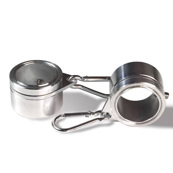 1.26 in. Dia Flag Pole Silver Aluminum Mounting Rings 360° Anti Wrap with Carabiner (2-Pack)