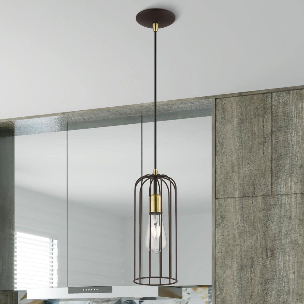 Glenbrook Mini 5'' Bronze & Antique Brass Indoor/Outdoor Pendant Light