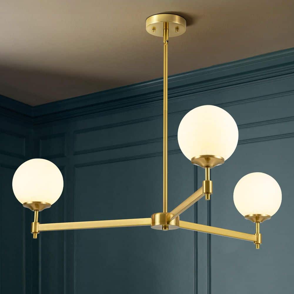 Gearld 3-Light Modern Brass Linear Pendant Light with Opal Globe Glass Shades price history on PriceWatchPro