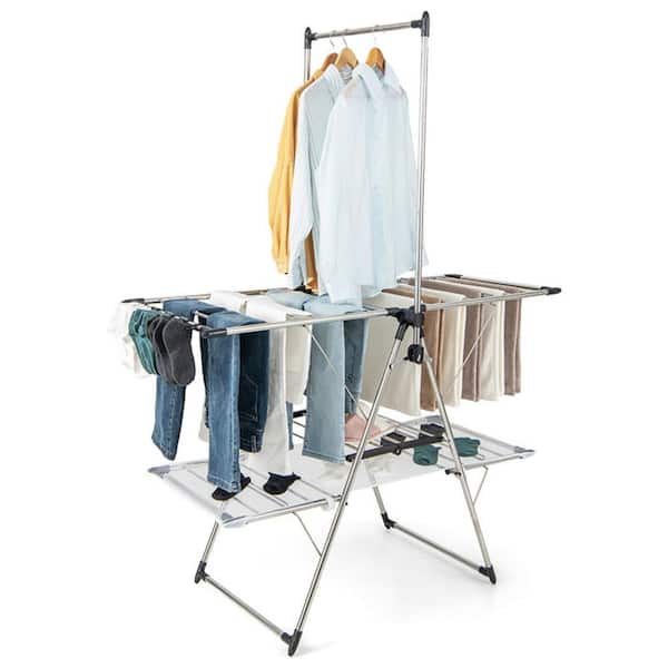 White 54 in. W x 25 in. D x 72 in. H Metal Free Standing Drying Rack with Tall Hanging Bar